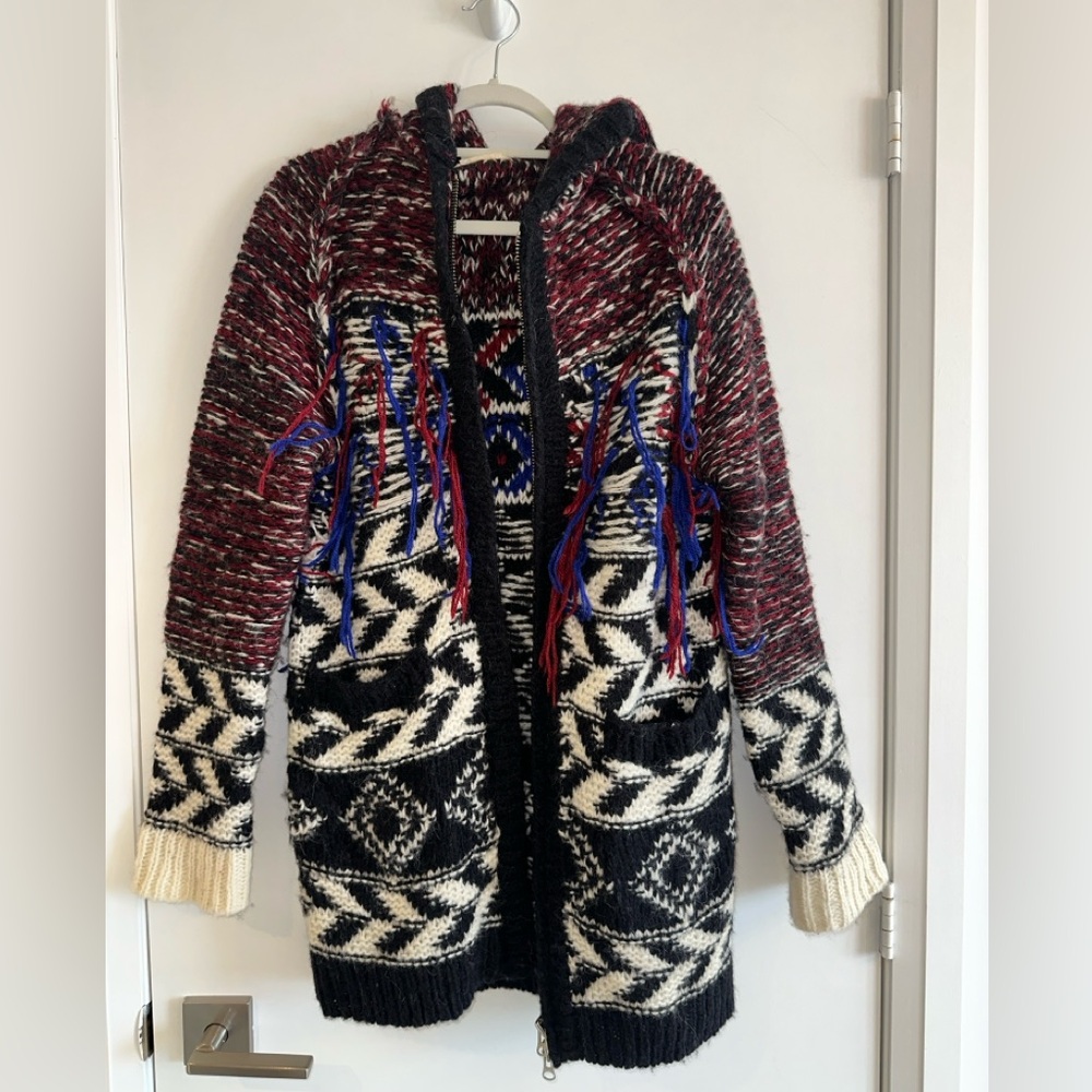 Isabel Marant Red and Black Knit Cardigan